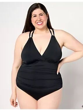 Jantzen Surplice Neck Strappy Back One-Piece Swimsuit